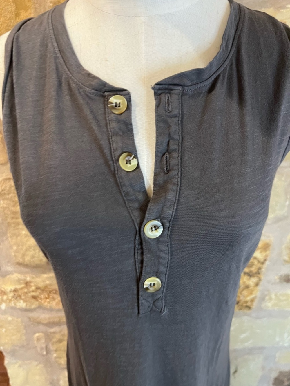 MATE The Label Charcoal Sleeveless Midi Dress Button Front Minimalist Size Small - Picture 4 of 6
